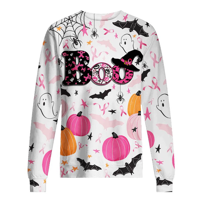 Halloween boo bees bat pumpkin Breast Cancer Awareness 3d shirt, hoodie 6 Halloween boo bees bat pumpkin Breast Cancer Awareness 3d shirt hoodie 5