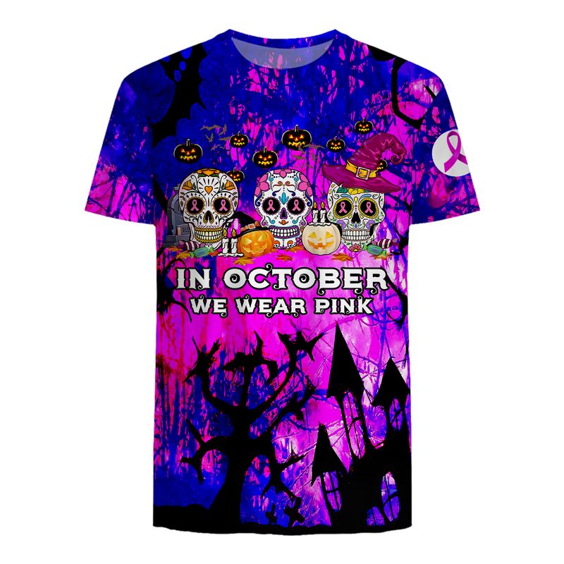 Halloween skull pumpkin In October We Wear Pink Breast Cancer 3d shirt, hoodie 16 Halloween skull pumpkin In October We Wear Pink Breast Cancer 3d shirt hoodie 3
