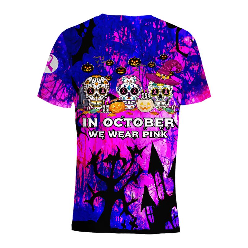 Halloween skull pumpkin In October We Wear Pink Breast Cancer 3d shirt, hoodie 5 Halloween skull pumpkin In October We Wear Pink Breast Cancer 3d shirt hoodie 4