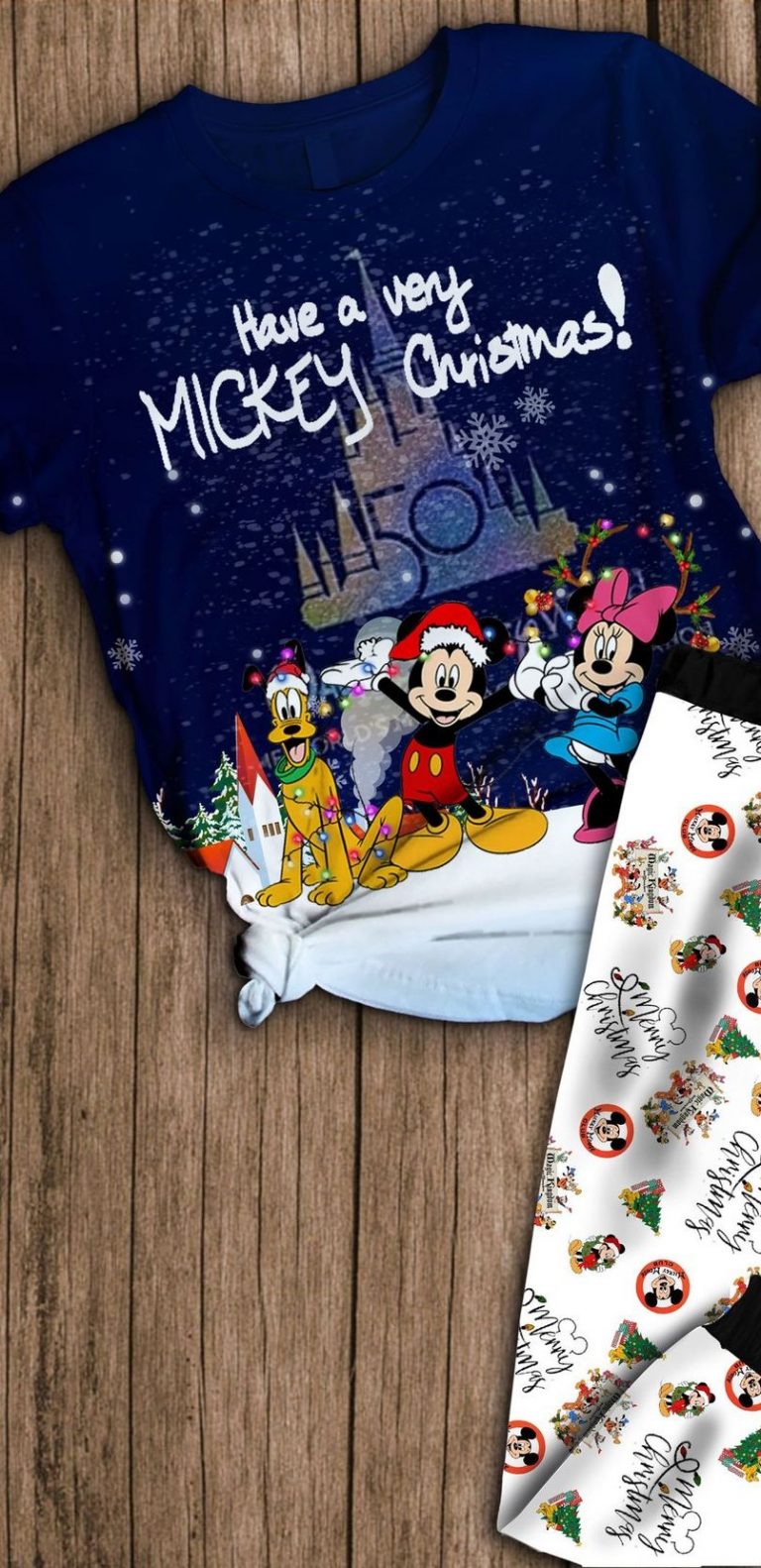 Have a Merry Mickey Christmas Walt Disney World 50th Anniversary pajamas set 1