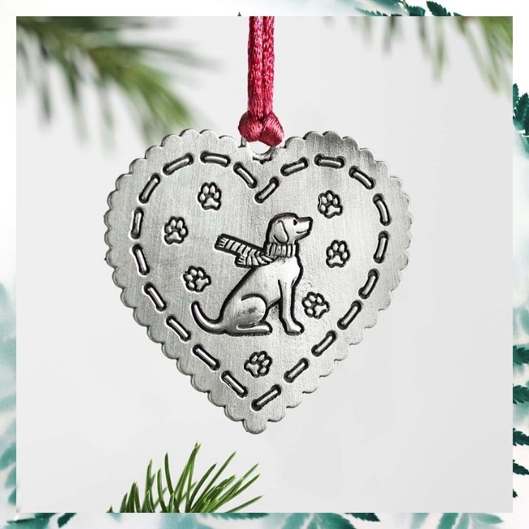 Heart dog Christmas hanging ornament