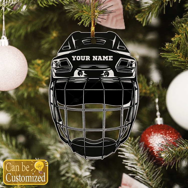 HAPPY CHRISTMAS WITH TOP DECORATIONS IN 2021 19 Hockey Helmet Custom Name Ornament3