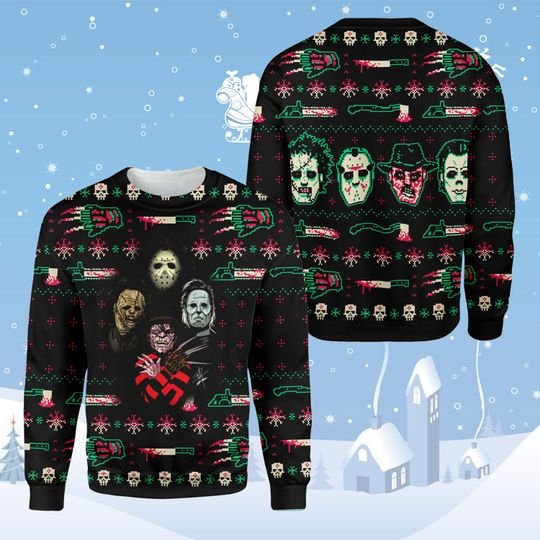 Horror Killer Character ugly Christmas sweater