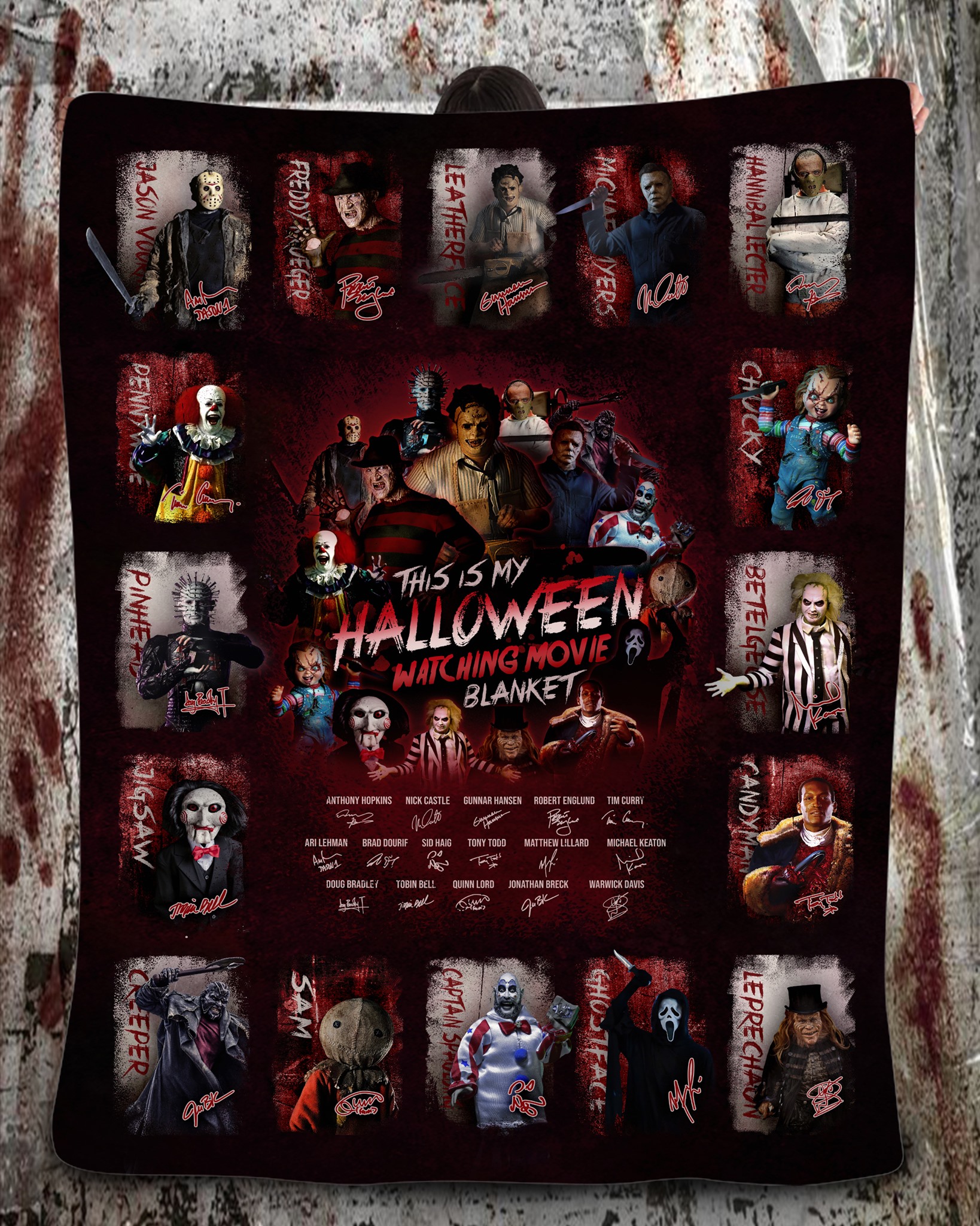 Horror Killer Characters this is my halloween watching movie fleece blanket 1