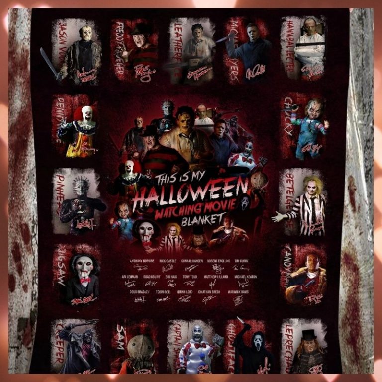 Horror Killer Characters this is my halloween watching movie fleece blanket (2) Horror Killer Characters this is my halloween watching movie fleece blanket 2