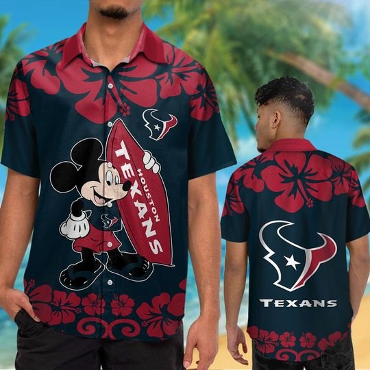 Houston Texans Mickey Mouse Hawaiian Shirt Short1