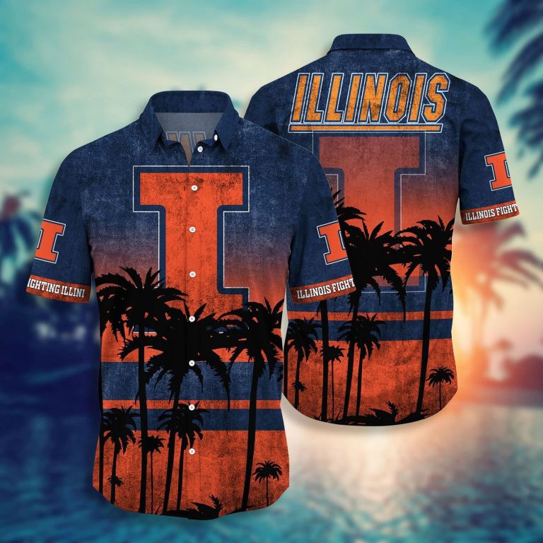 Illinois Fighting Illini NCAA Hawaiian Shirt (2) Illinois Fighting Illini NCAA hawaiian shirt 2