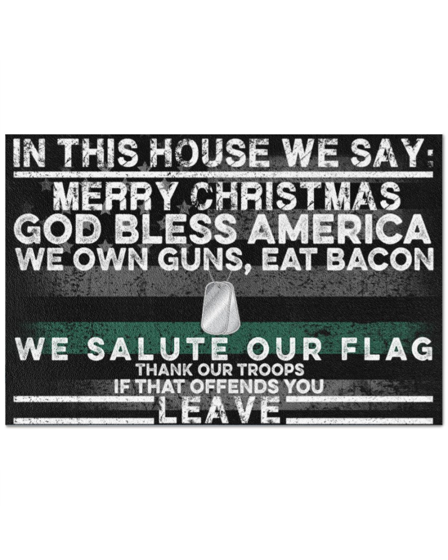 In This House We Say Merry Christmas God Bless America Doormat 6 In This House We Say Merry Christmas God Bless America Doormat