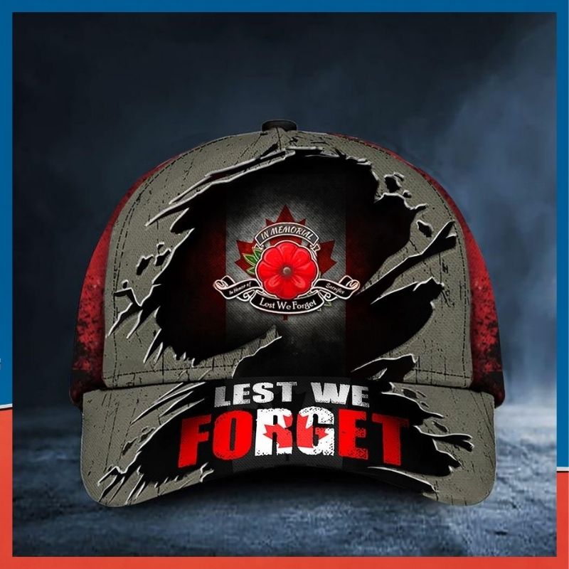 In memorial Lest We Forget Canada Flag cap hat 3 In memorial Lest We Forget Canada Flag cap hat 2