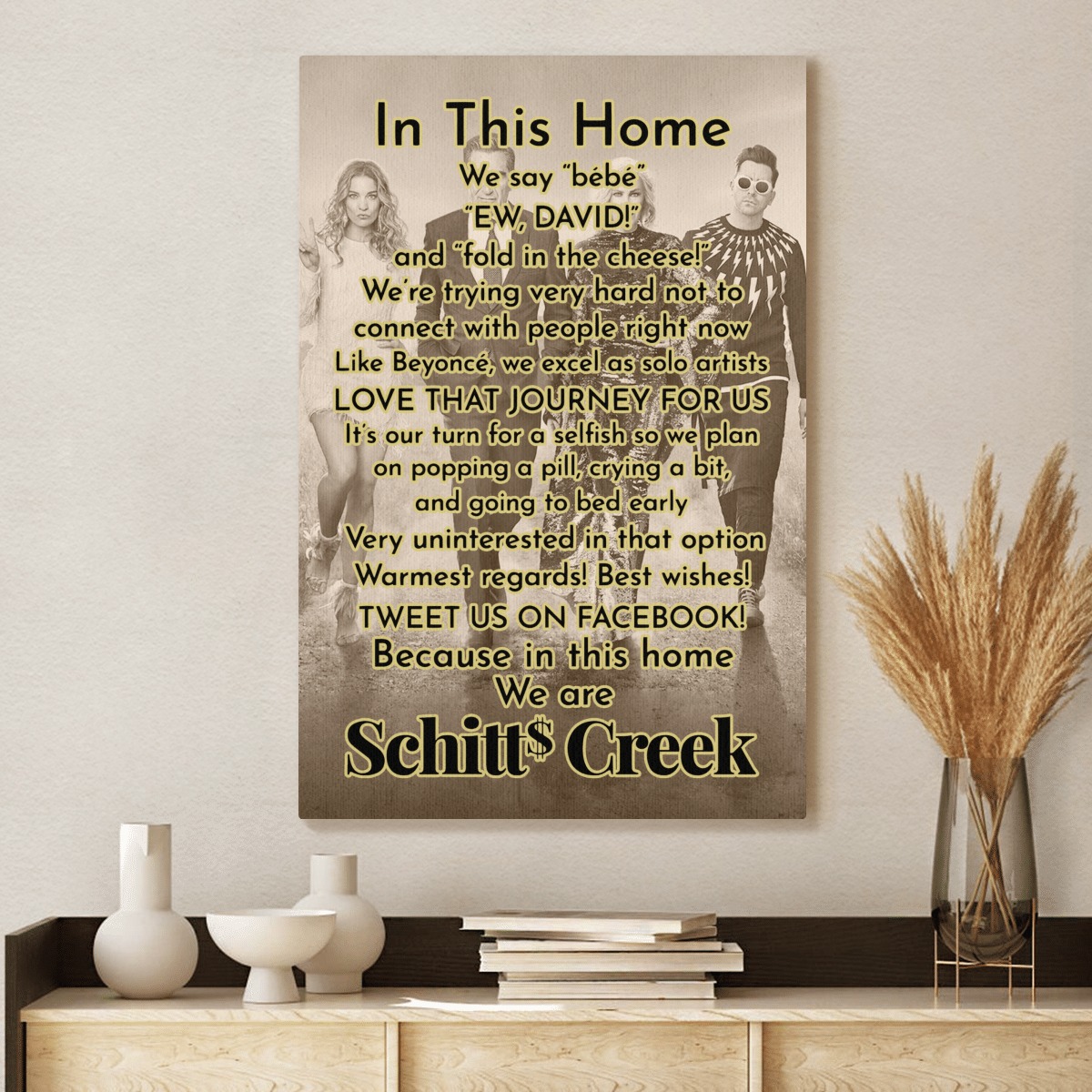 In this home we say Bebe Ew David Schitt's Creek Poster, canvas 2 In this home we say Bebe Ew David Schitts Creek Poster canvas 2