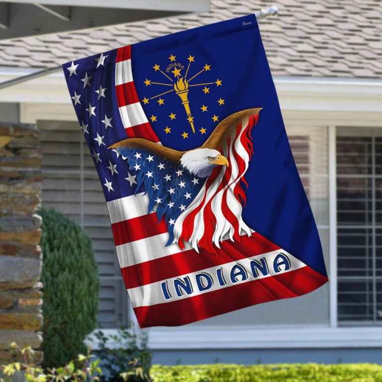 Indiana State Symbol Eagle American Flag