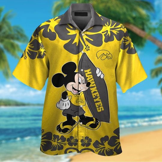 Iowa Hawkeyes Mickey Mouse Hawaiian ShirtShort1