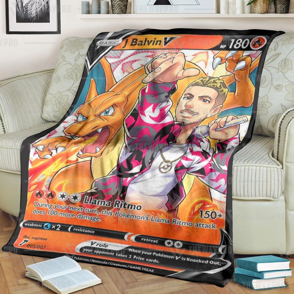 J Balvin Charizard Pokemon blanket