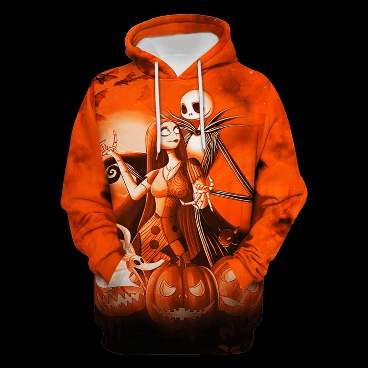 Jack Skelington and Sally Halloween pumpkin 3d shirt, hoodie 2 Jack Skelington and Sally Halloween pumpkin 3d shirt hoodie 1