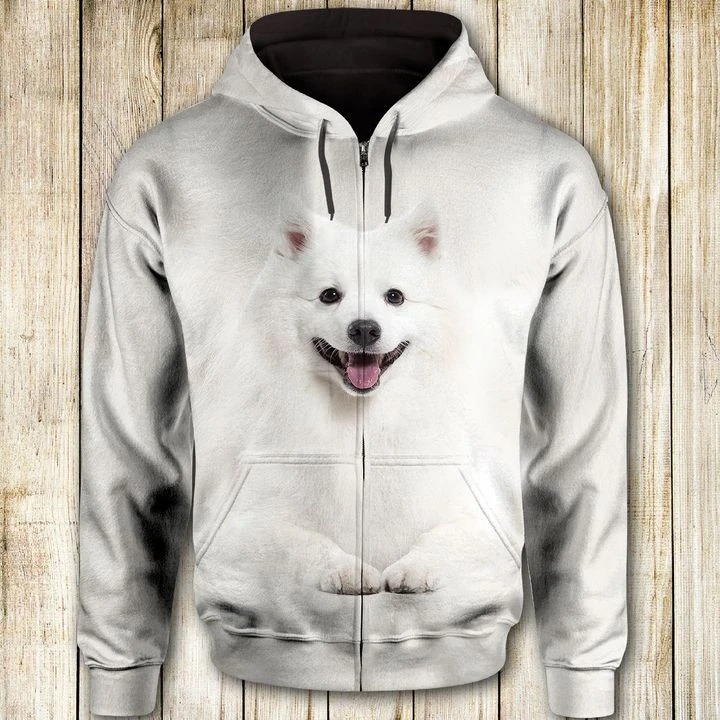 Japanese Spitz Face 3d all over print hoodie