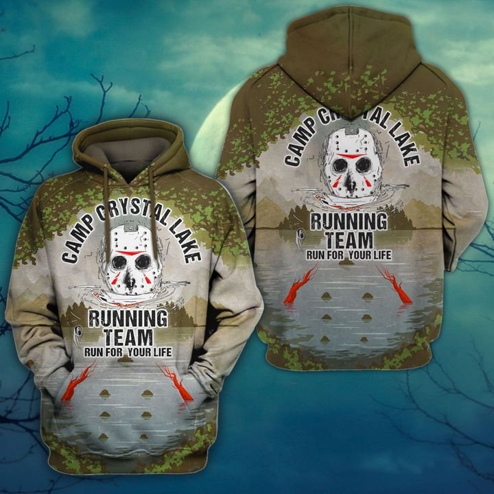 Jason Voorhees camp crystal lake running team 3d hoodie 1