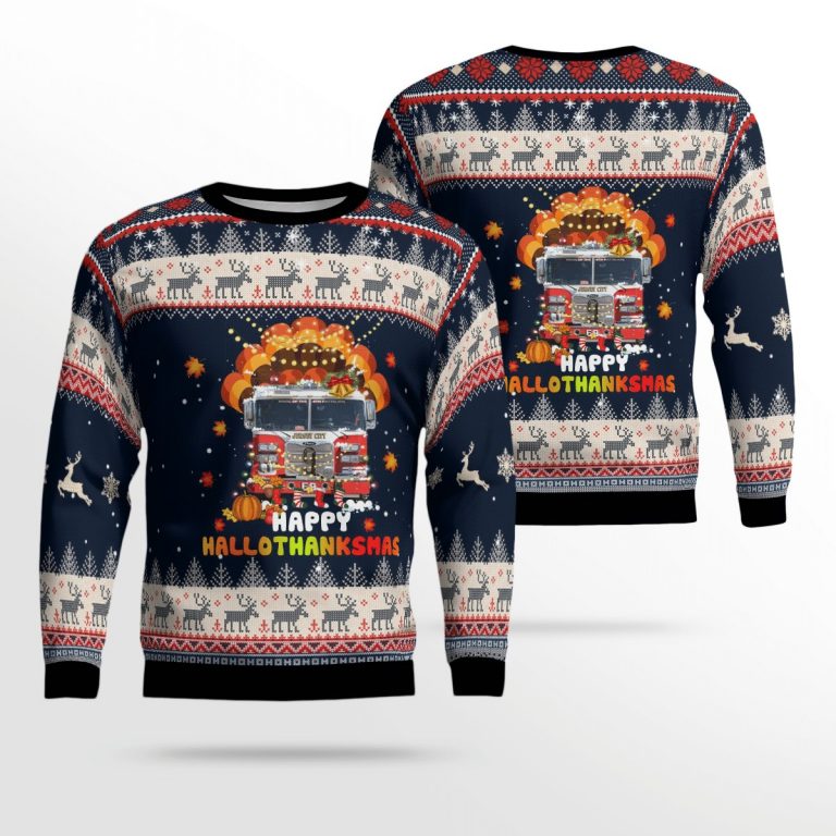 Jersey City Fire Department Happy Hallothanksmass Christmas sweater, sweatshirt (1) Jersey City Fire Department Happy Hallothanksmass Christmas sweater sweatshirt 1