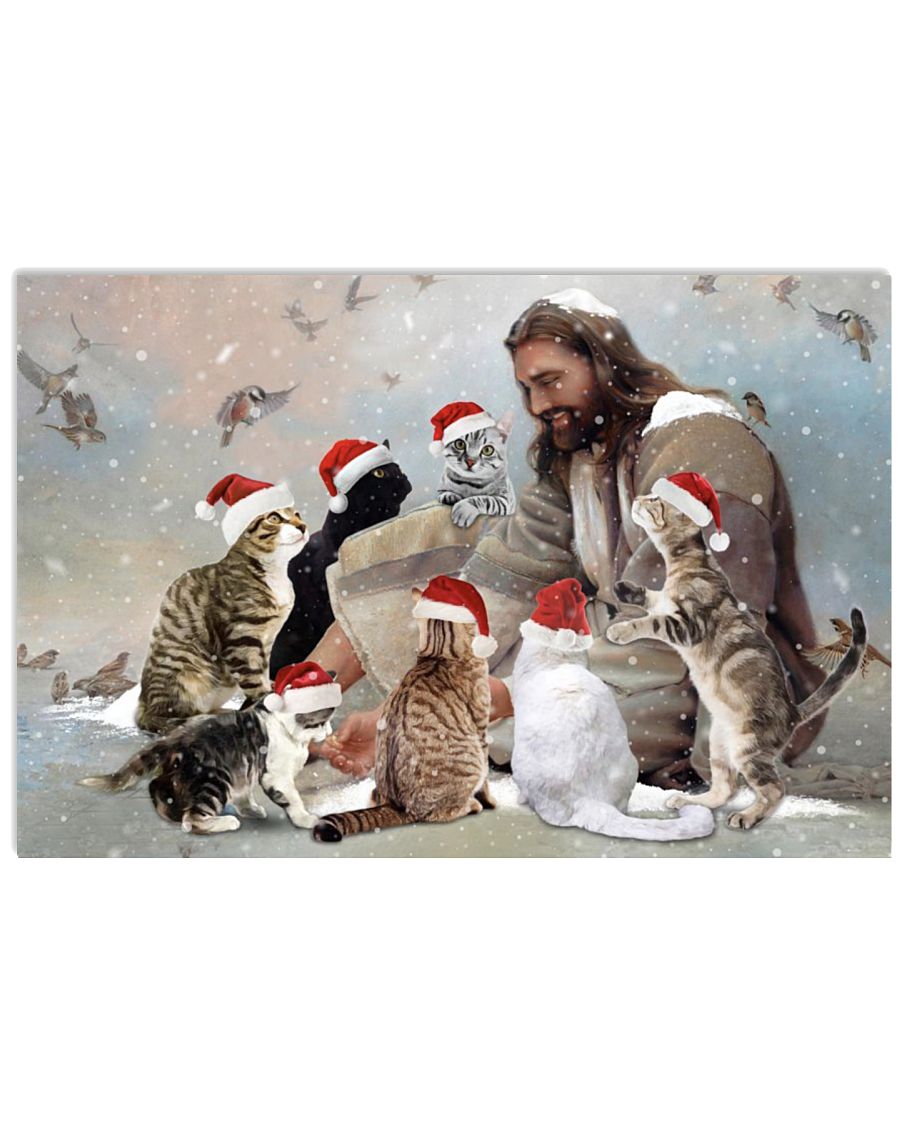 Jesus surrounded by Christmas cat poster, canvas 4 Jesus surrounded by Christmas cat poster canvas 1