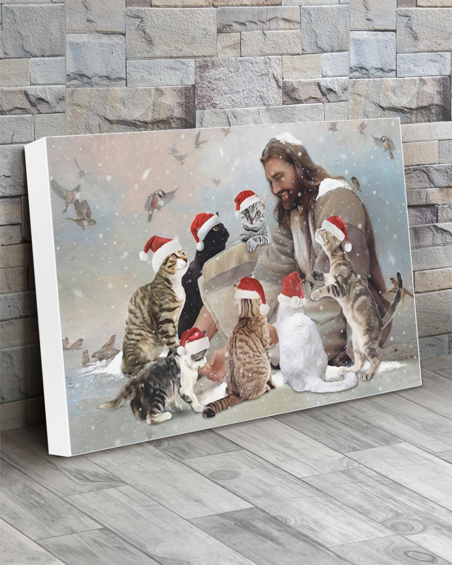 Jesus surrounded by Christmas cat poster, canvas 6 Jesus surrounded by Christmas cat poster canvas 2.2