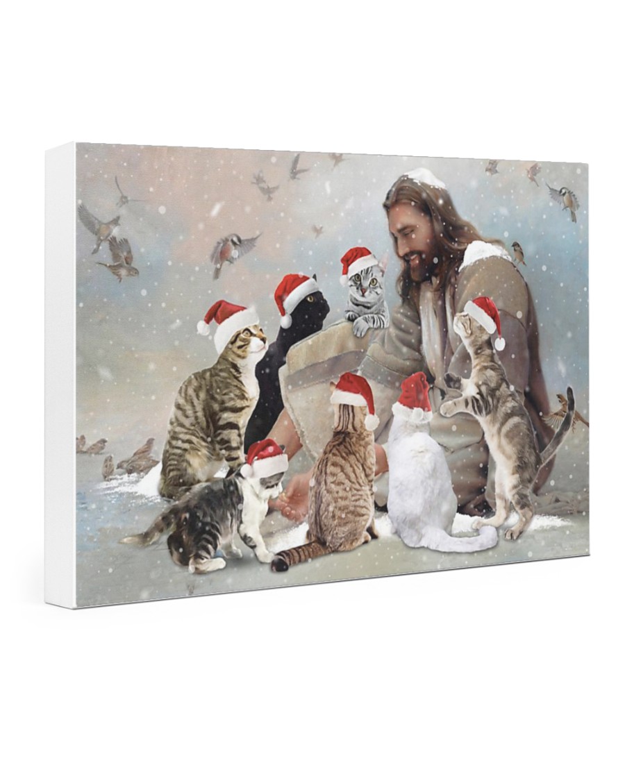 Jesus surrounded by Christmas cat poster, canvas 12 Jesus surrounded by Christmas cat poster canvas 2