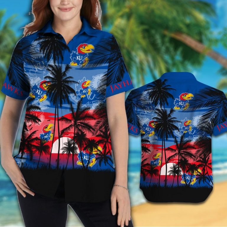 Kansas Jayhawks Hawaiian Tropical shirt short 1