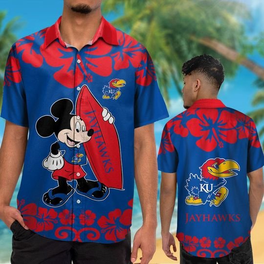 Kansas Jayhawks Mickey Mouse Hawaiian ShirtShort