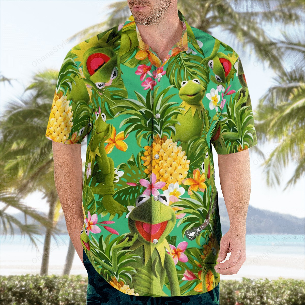 Kermit the Frog Tropical Hawaiian shirt 9 Kermit the Frog Tropical Hawaiian shirt 2