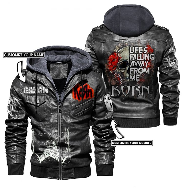 Korn Lifes falling away from me skull custom leather jacket 1