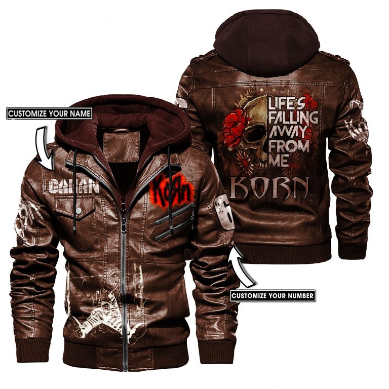 Korn Lifes falling away from me skull custom leather jacket 4