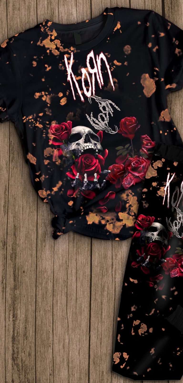 Korn Band Skull Roses Pajamas Set Korn band skull roses pajamas set