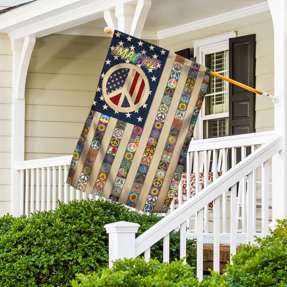 LGBT Peace Sign Imagine Hippie American Flag 3