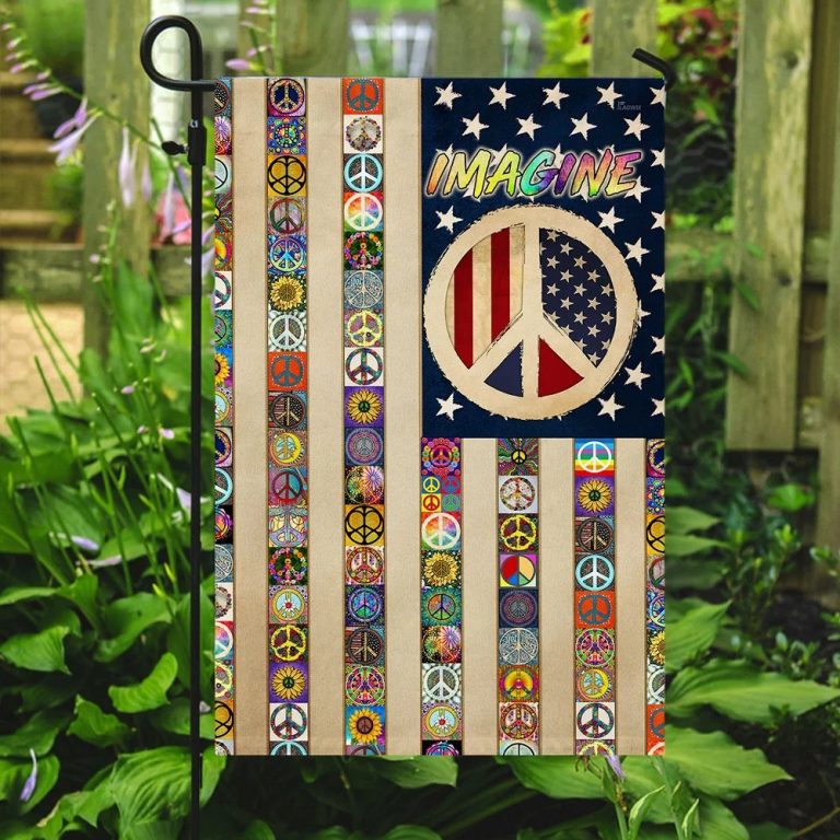 LGBT Peace Sign Imagine Hippie American Flag 6