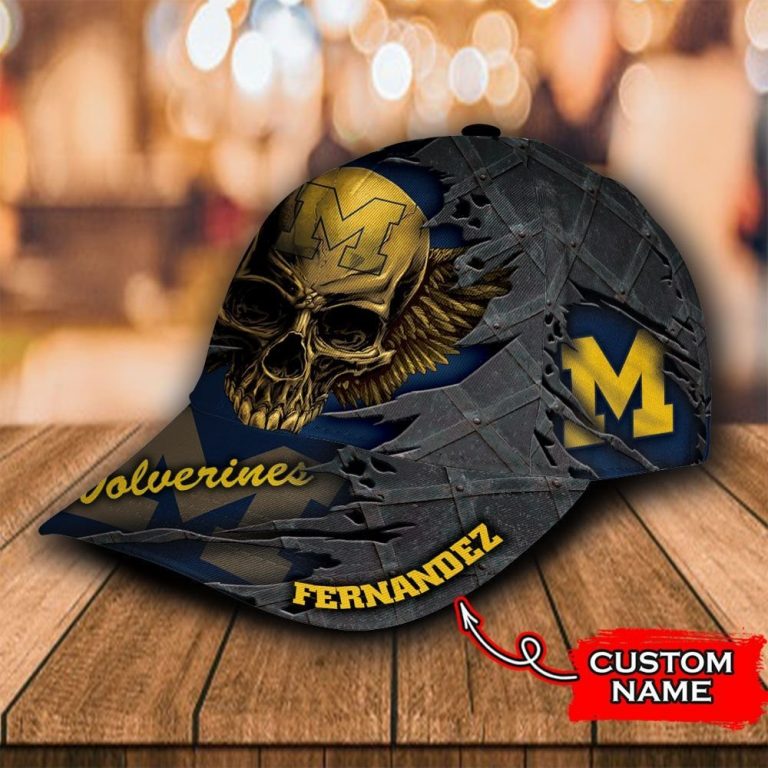 LIMITED Skull Michigan Wolverines custom Personalized cap 3