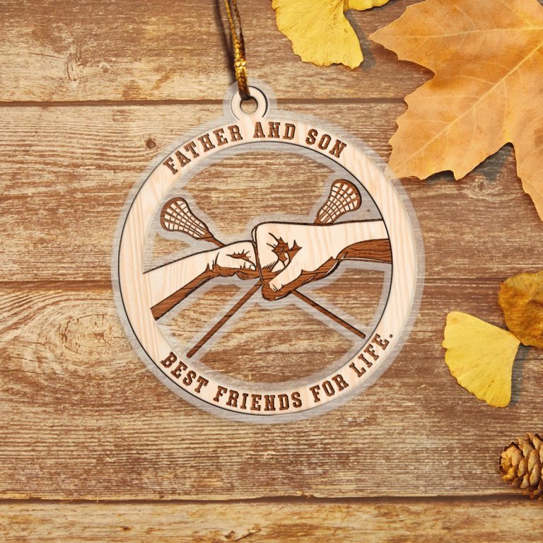 Lacross Father and Son best friend for life hanging ornament 2.1
