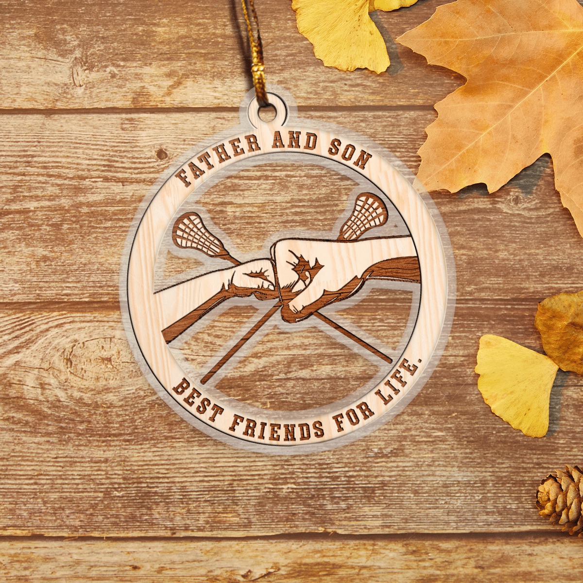 Lacross Father and Son best friend for life hanging ornament 2.1