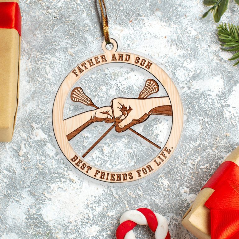 Lacross Father and Son best friend for life hanging ornament 2.2