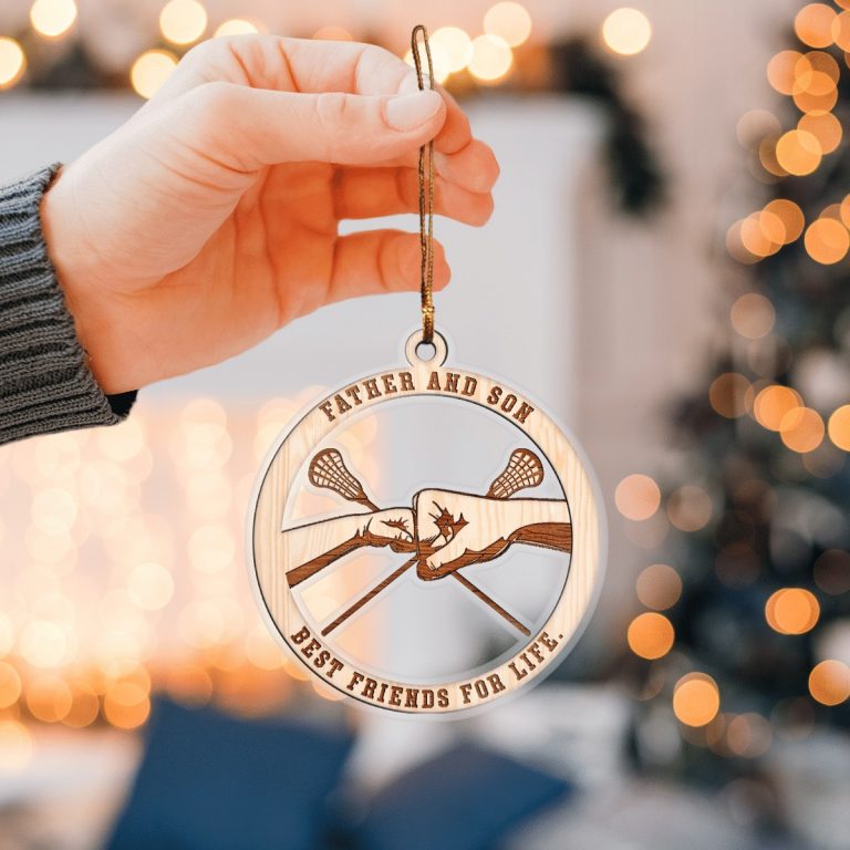 Lacross Father and Son best friend for life hanging ornament 2.5