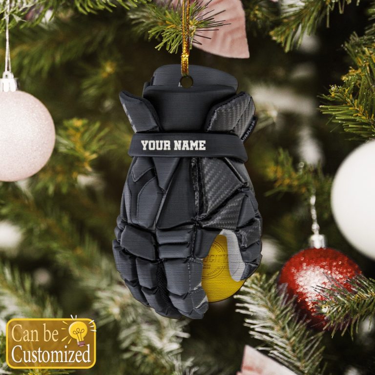 Lacrosse Gloves Custom personalized name hanging ornament 2