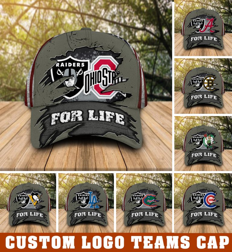 Las Vegas Raiders Custom logo Sport NFL teams For Life cap hat 4