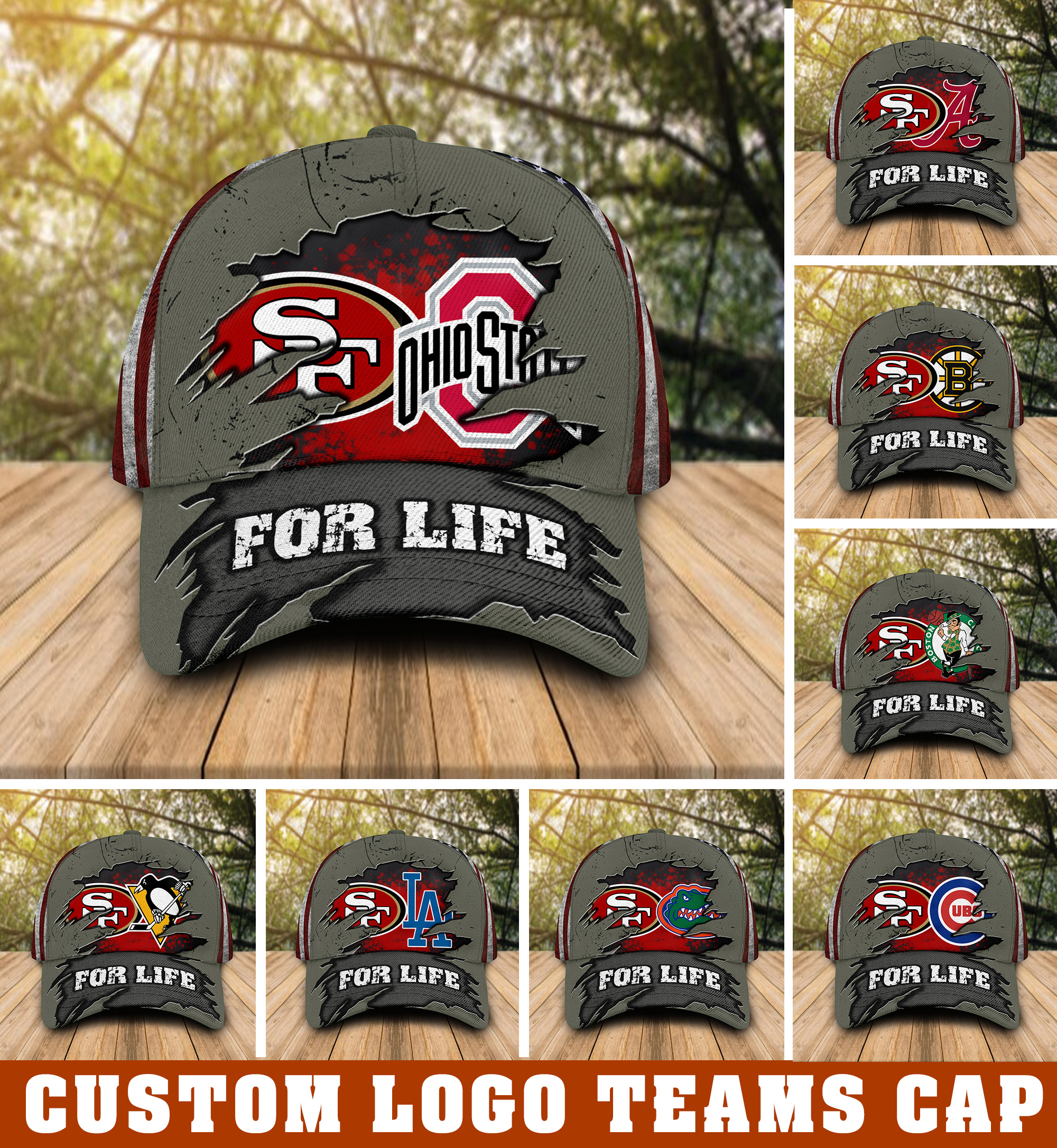 Las Vegas Raiders Custom logo Sport NFL teams For Life cap hat 5