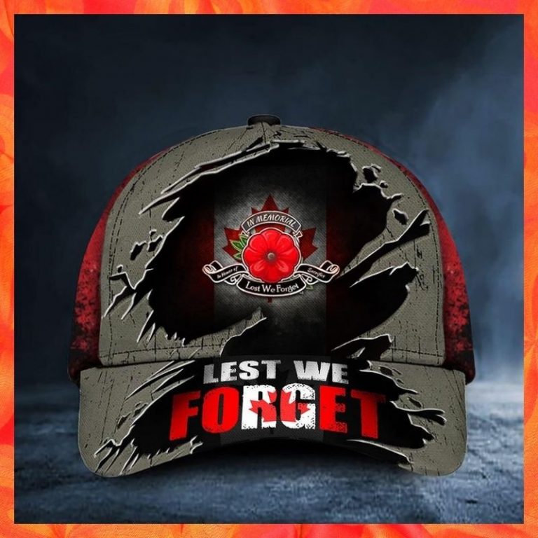 Lest We Forget Poppy Canada Flag Remembrance Day Cap 4