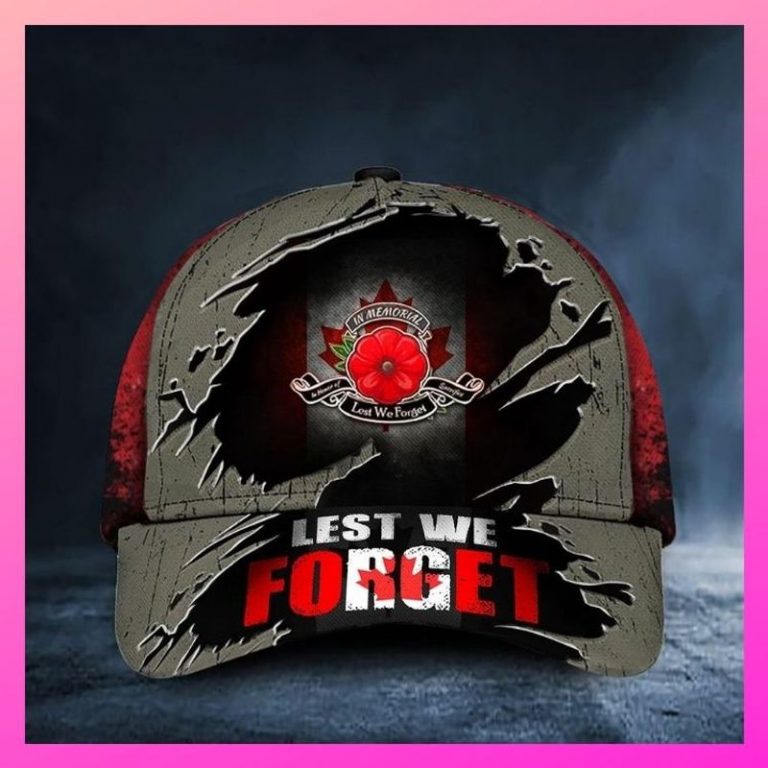 Lest We Forget Poppy Canada Flag Remembrance Day Hat 2