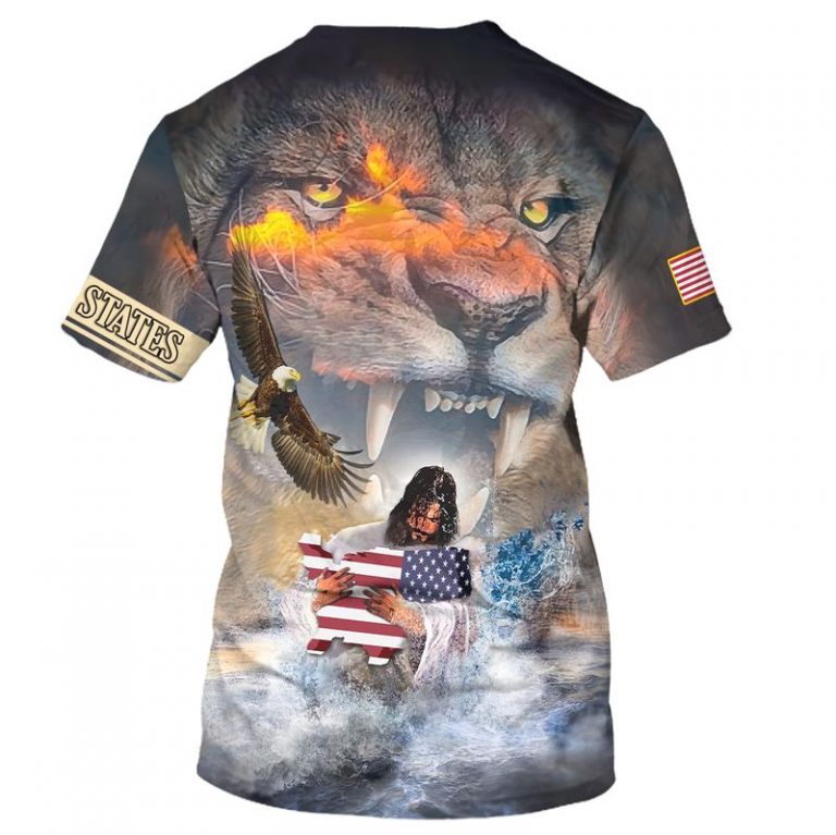 Lion Eagle American flag god bless America 3d shirt hoodie 5