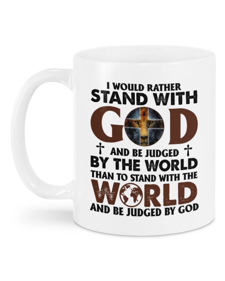 Lion I would rather stand with god mug 2