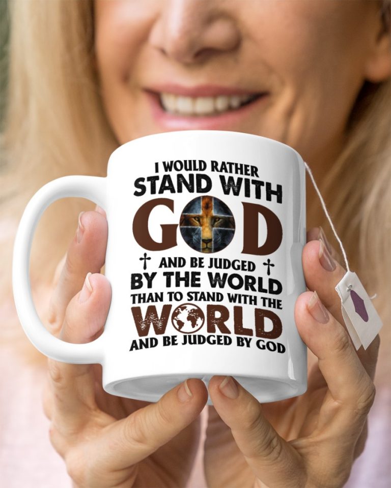 Lion I would rather stand with god mug 4