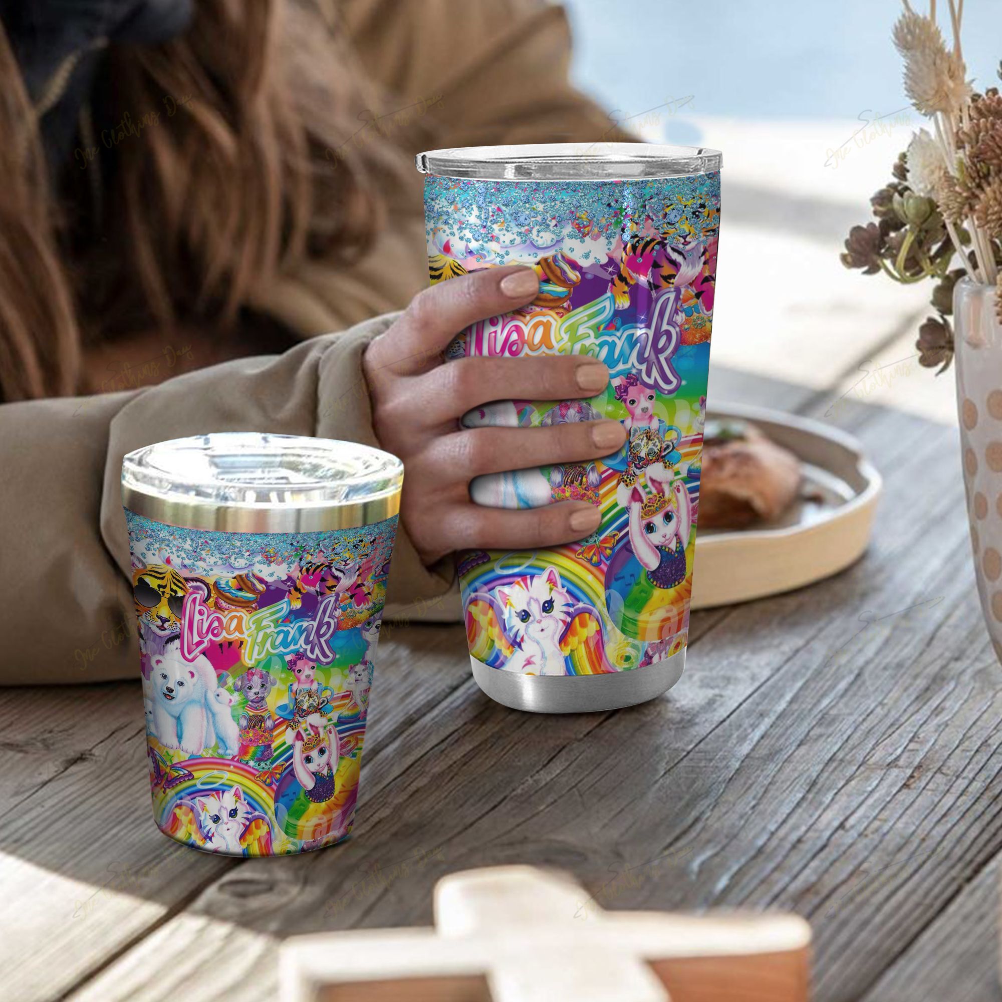 Lisa Frank 90s Babe Cosmos cartoon rainbow tumbler 4