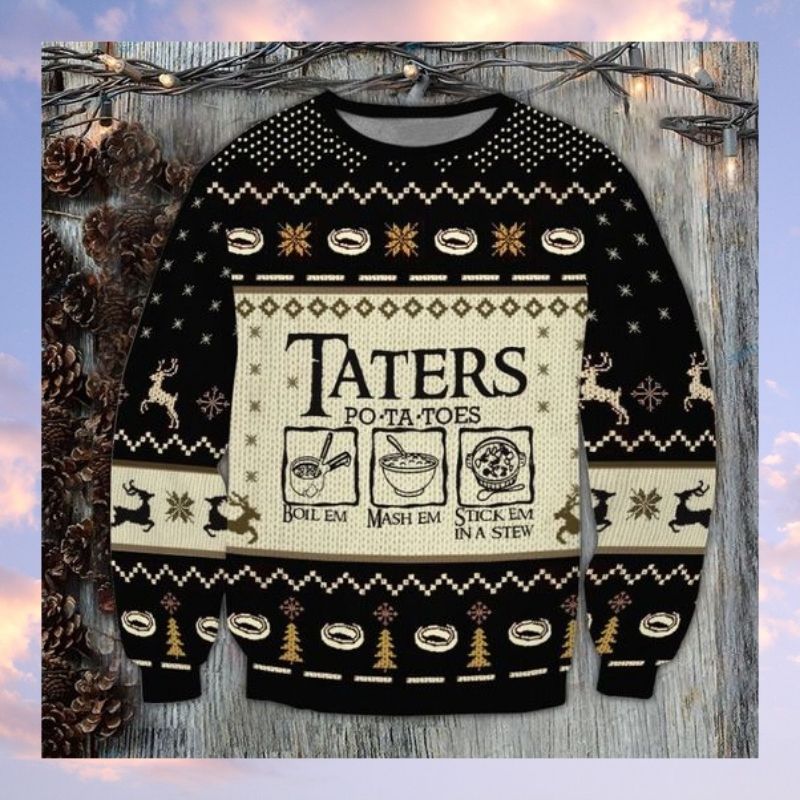 Lord of the Rings Taters Potatoes ugly christmas sweater 8 Lord of the Rings Taters Potatoes ugly christmas sweater 3