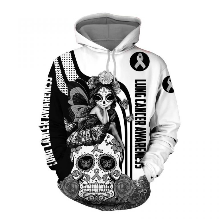 Lung Cancer Awareness Sugar Skull Fairy 3d shirt, hoodie (1) Lung Cancer Awareness Sugar Skull Fairy 3d shirt hoodie 1