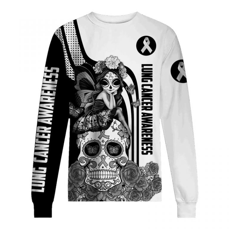 Lung Cancer Awareness Sugar Skull Fairy 3d shirt, hoodie (3) Lung Cancer Awareness Sugar Skull Fairy 3d shirt hoodie 3