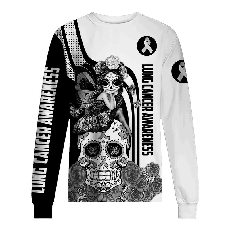 Lung Cancer Awareness Sugar Skull Fairy 3d shirt, hoodie 2 Lung Cancer Awareness Sugar Skull Fairy 3d shirt hoodie 3